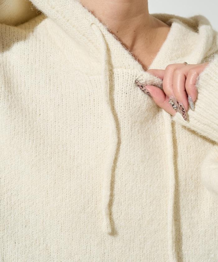 寬鬆針織連帽套頭衫