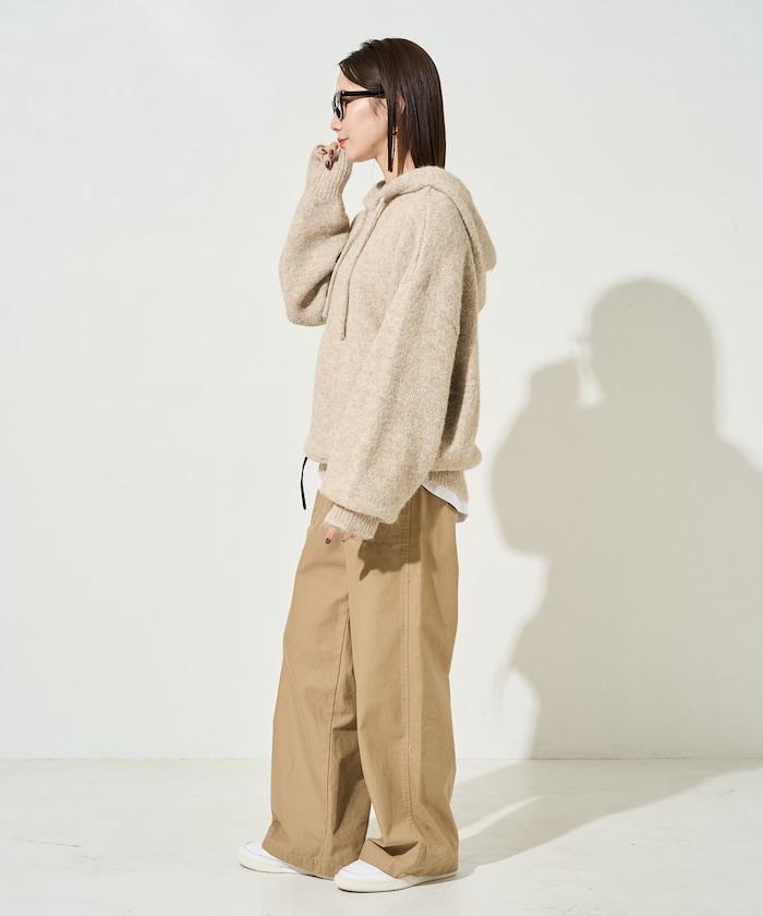 寬鬆針織連帽套頭衫