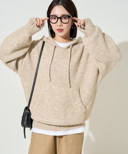 寬鬆針織連帽套頭衫