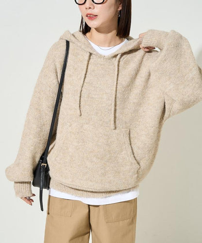 寬鬆針織連帽套頭衫