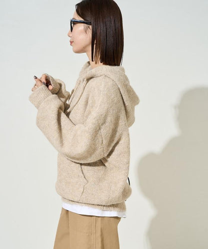 寬鬆針織連帽套頭衫