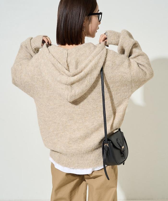 寬鬆針織連帽套頭衫