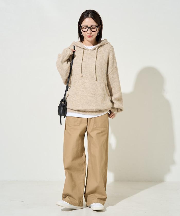 寬鬆針織連帽套頭衫