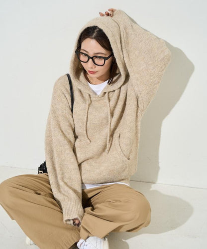 寬鬆針織連帽套頭衫