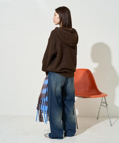 寬鬆針織連帽套頭衫