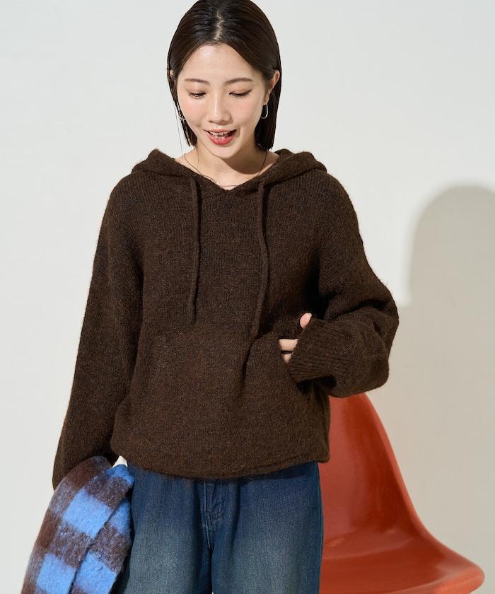 寬鬆針織連帽套頭衫