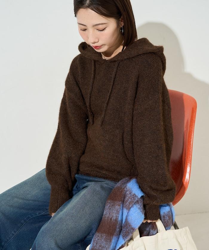 寬鬆針織連帽套頭衫