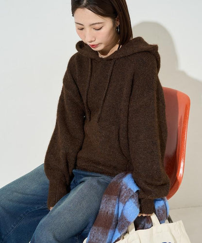 寬鬆針織連帽套頭衫