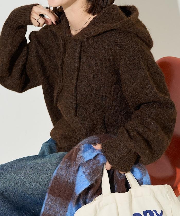 寬鬆針織連帽套頭衫