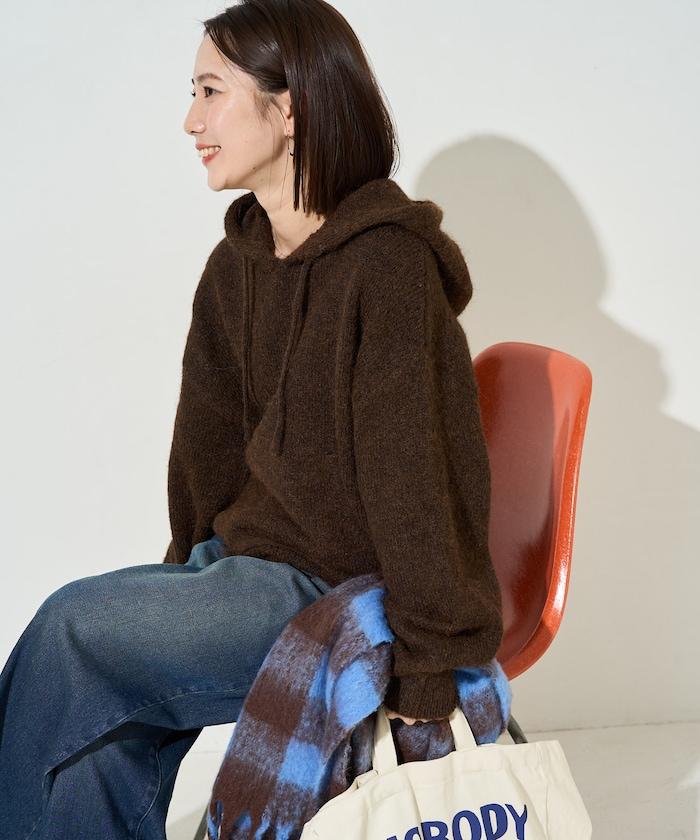 寬鬆針織連帽套頭衫