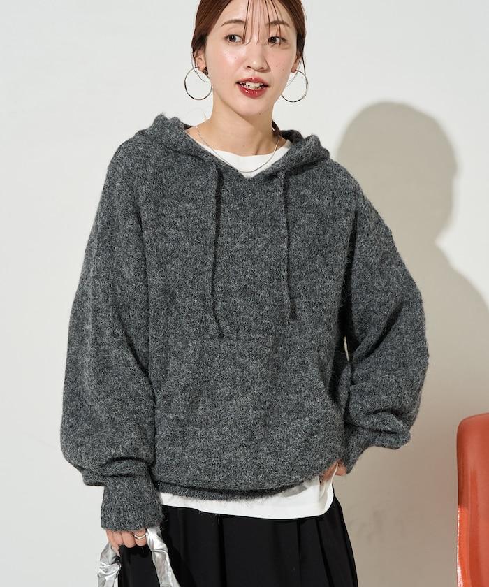 寬鬆針織連帽套頭衫