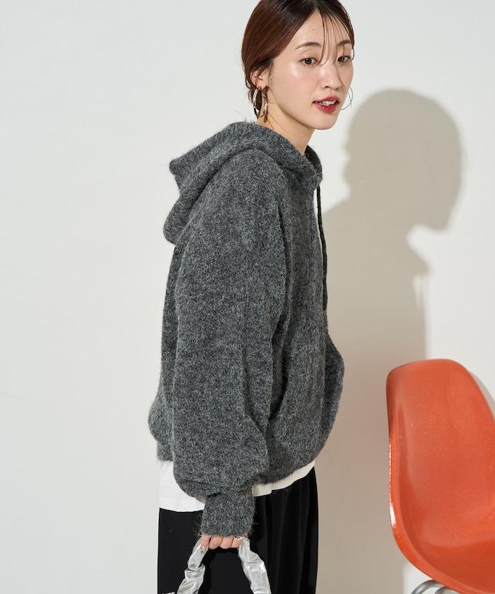 寬鬆針織連帽套頭衫