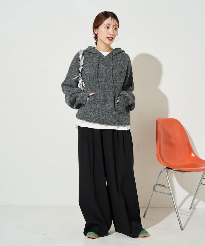 寬鬆針織連帽套頭衫