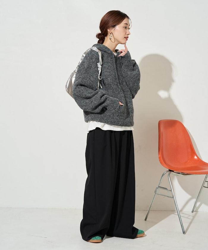 寬鬆針織連帽套頭衫