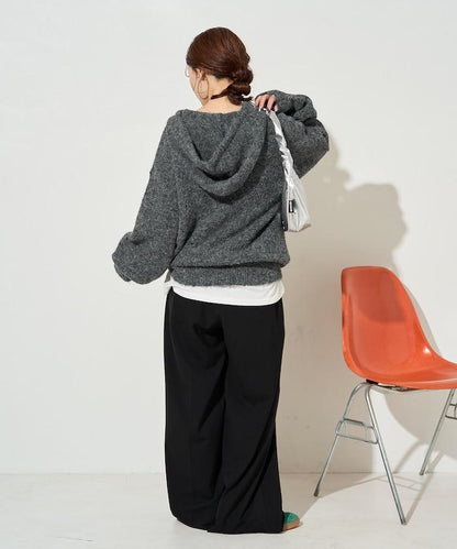 寬鬆針織連帽套頭衫