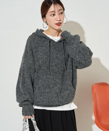 寬鬆針織連帽套頭衫