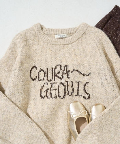 拼色標誌提花長毛針織衫