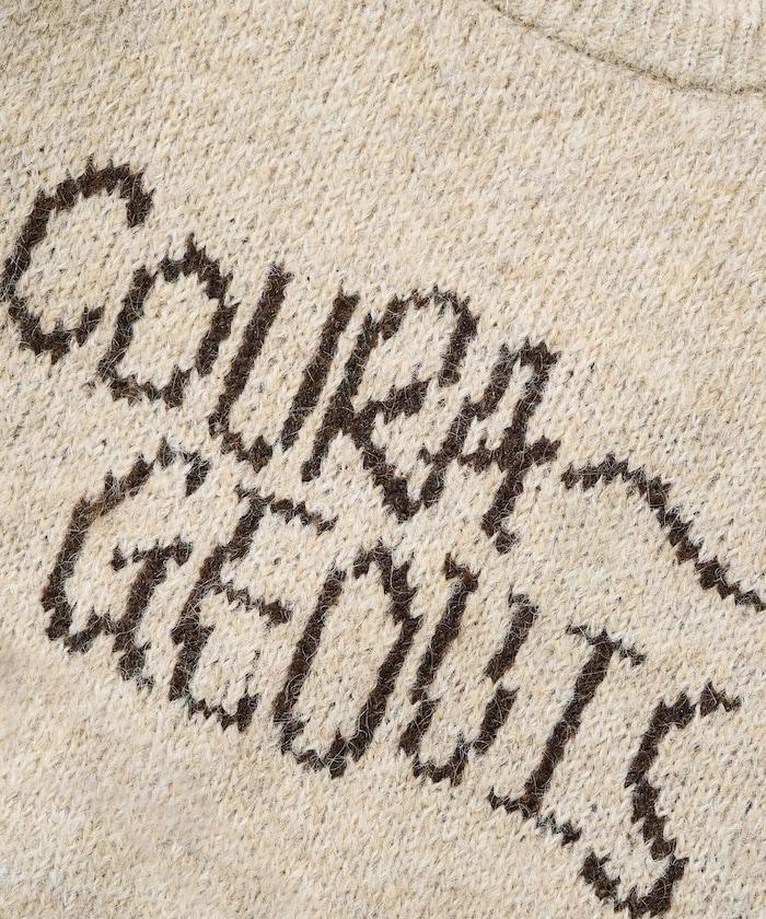 拼色標誌提花長毛針織衫