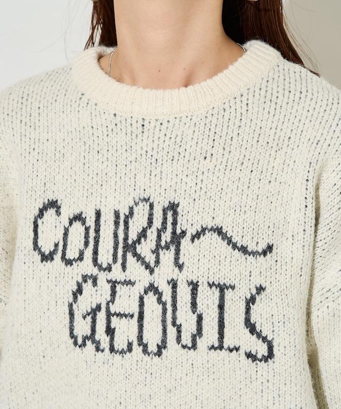 拼色標誌提花長毛針織衫