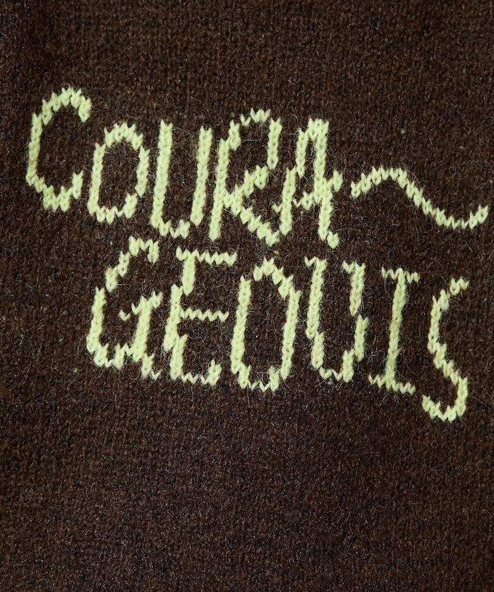 拼色標誌提花長毛針織衫