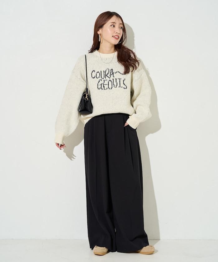 拼色標誌提花長毛針織衫