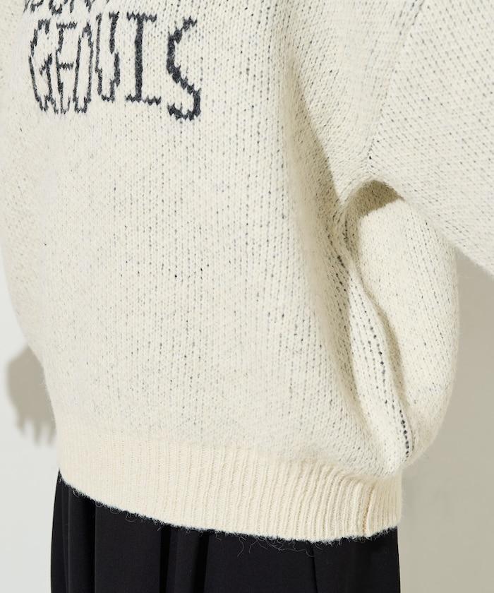 拼色標誌提花長毛針織衫