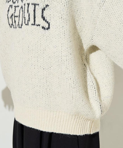 拼色標誌提花長毛針織衫