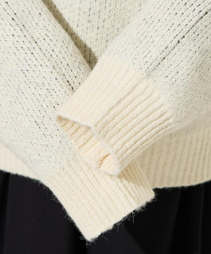 拼色標誌提花長毛針織衫