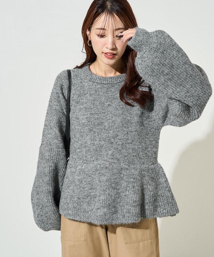 蓬鬆荷葉邊針織套頭衫