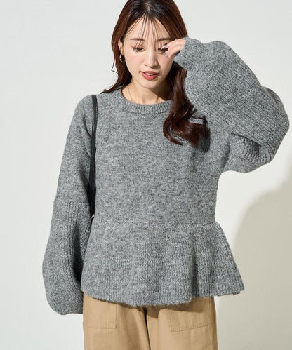 蓬鬆荷葉邊針織套頭衫