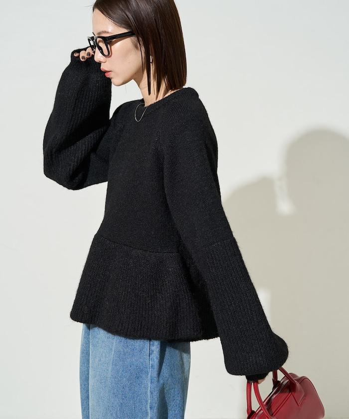 蓬鬆荷葉邊針織套頭衫