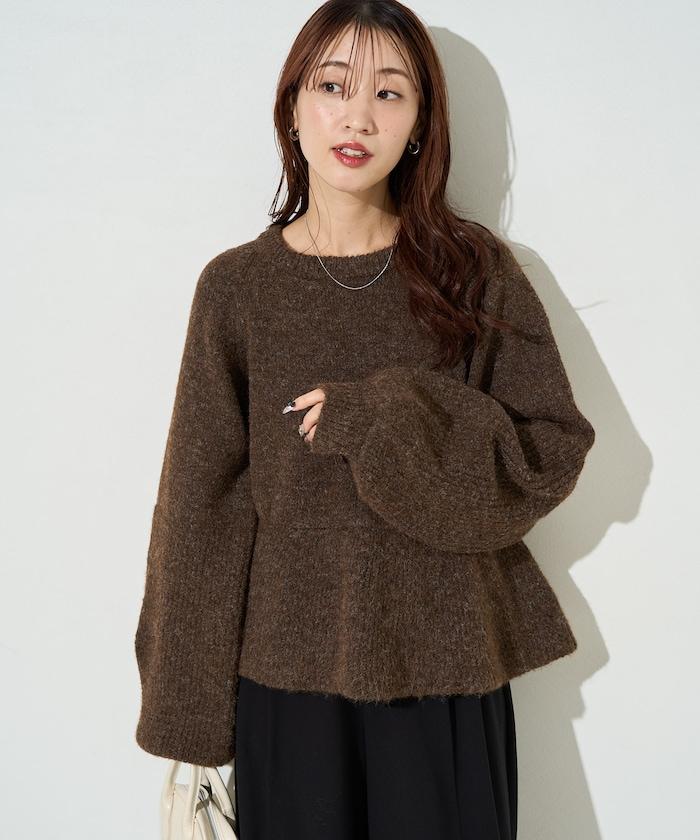 蓬鬆荷葉邊針織套頭衫