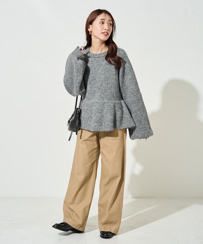 蓬鬆荷葉邊針織套頭衫