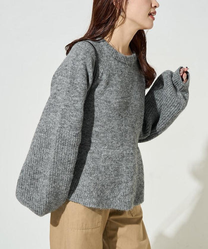 蓬鬆荷葉邊針織套頭衫