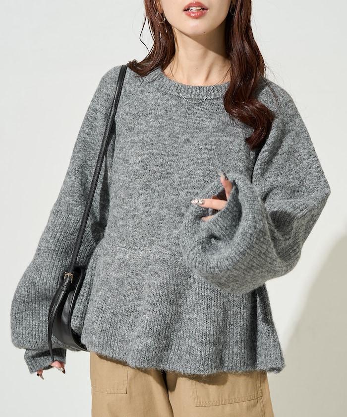 蓬鬆荷葉邊針織套頭衫