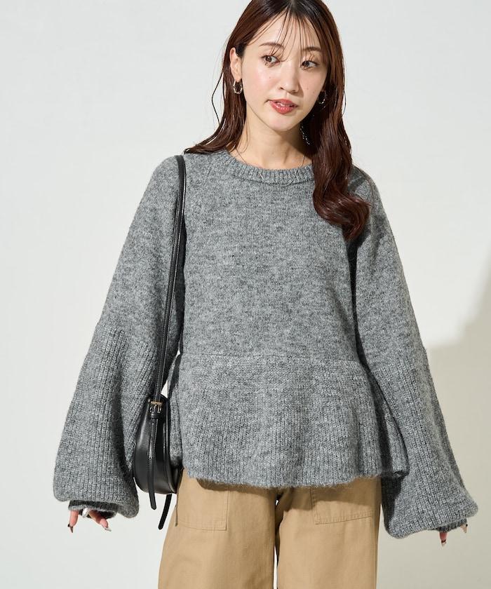 蓬鬆荷葉邊針織套頭衫