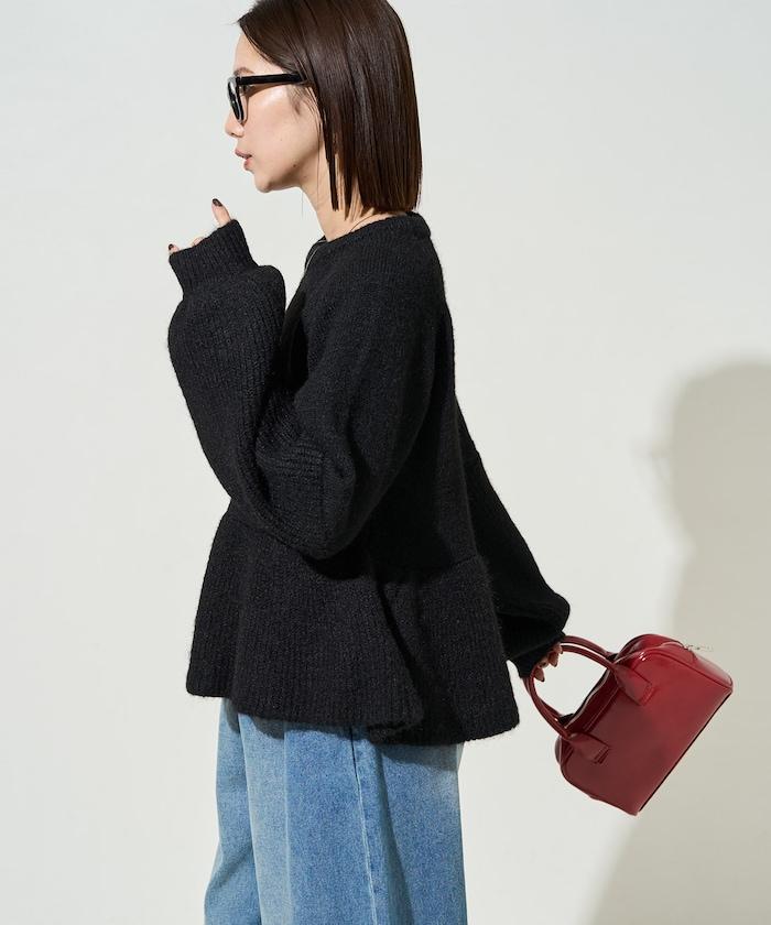 蓬鬆荷葉邊針織套頭衫