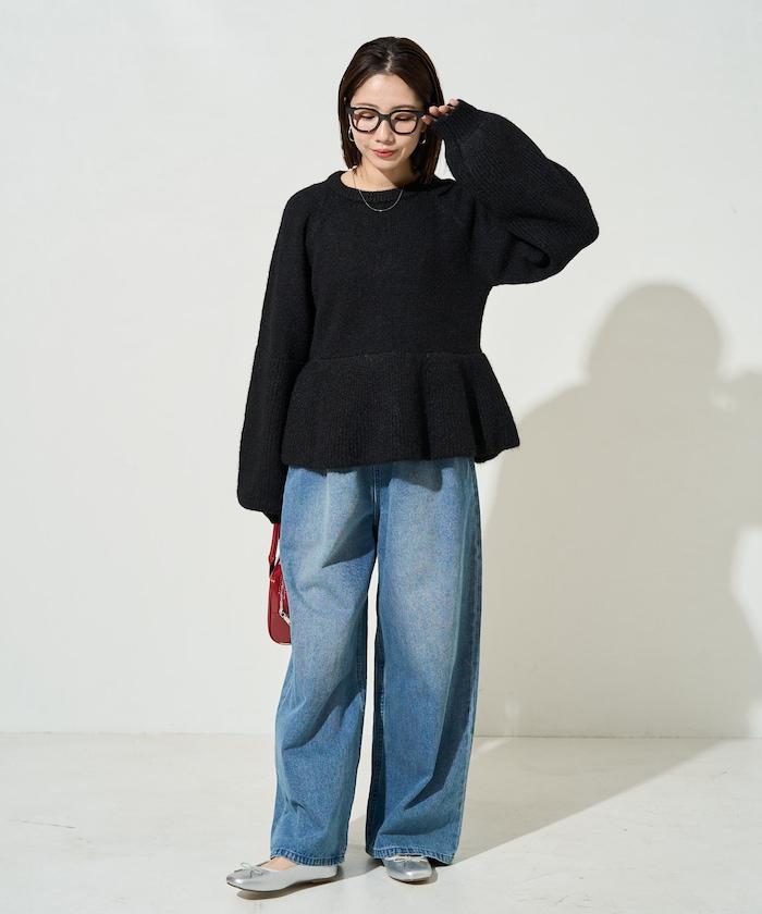 蓬鬆荷葉邊針織套頭衫