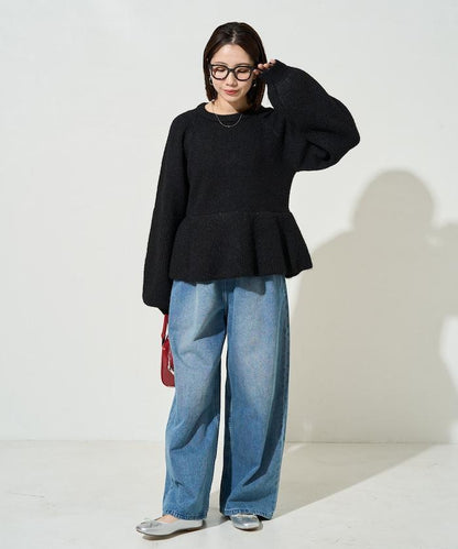 蓬鬆荷葉邊針織套頭衫