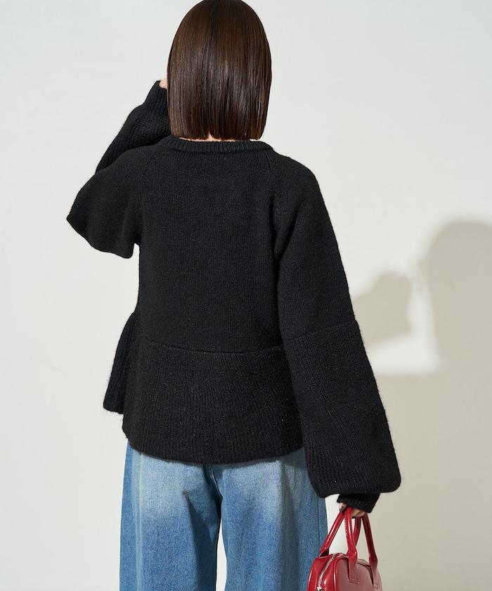 蓬鬆荷葉邊針織套頭衫