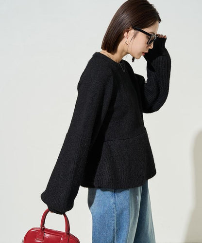 蓬鬆荷葉邊針織套頭衫