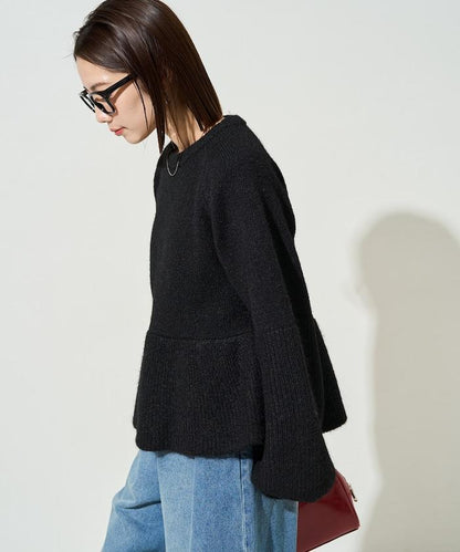 蓬鬆荷葉邊針織套頭衫