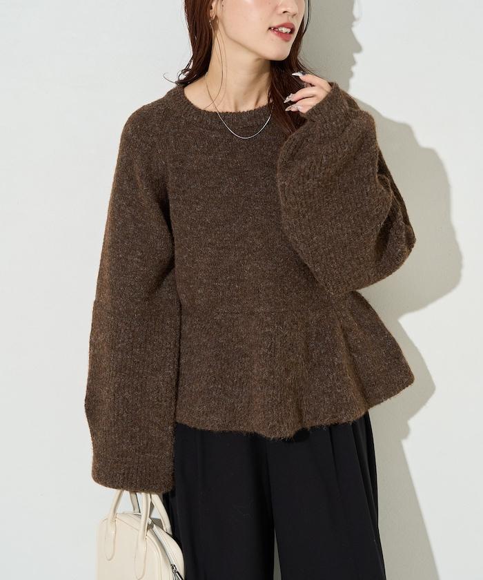 蓬鬆荷葉邊針織套頭衫