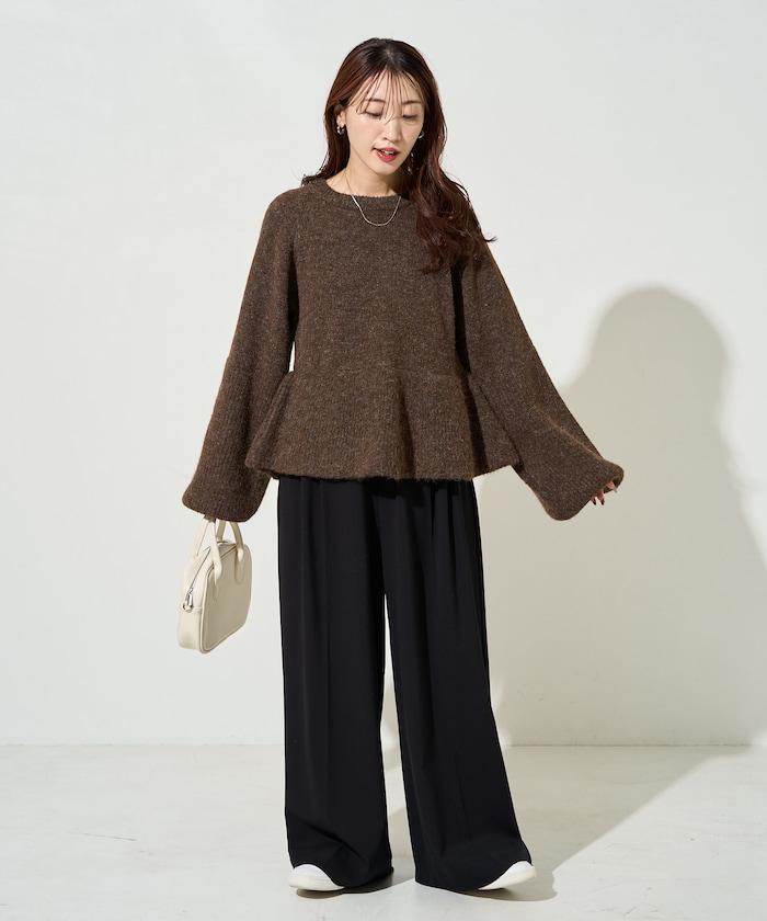 蓬鬆荷葉邊針織套頭衫