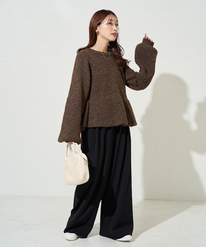 蓬鬆荷葉邊針織套頭衫