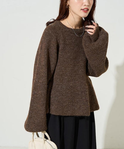 蓬鬆荷葉邊針織套頭衫