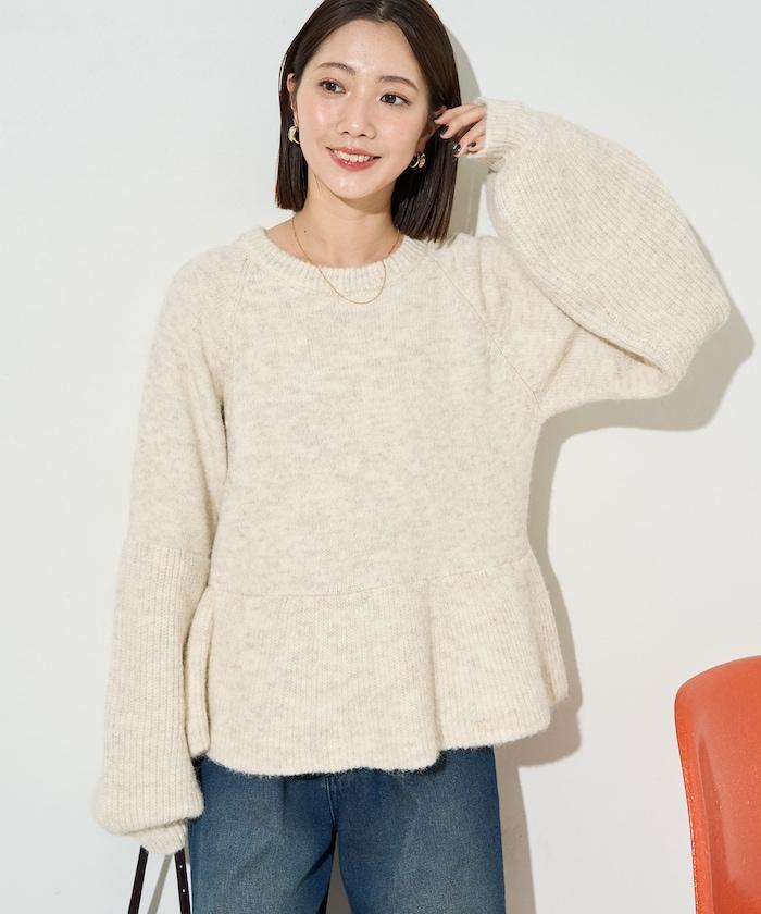 蓬鬆荷葉邊針織套頭衫