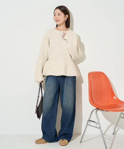 蓬鬆荷葉邊針織套頭衫