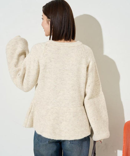蓬鬆荷葉邊針織套頭衫