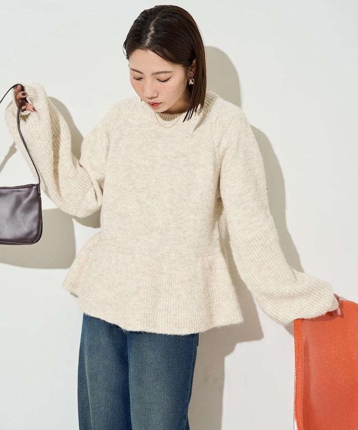 蓬鬆荷葉邊針織套頭衫